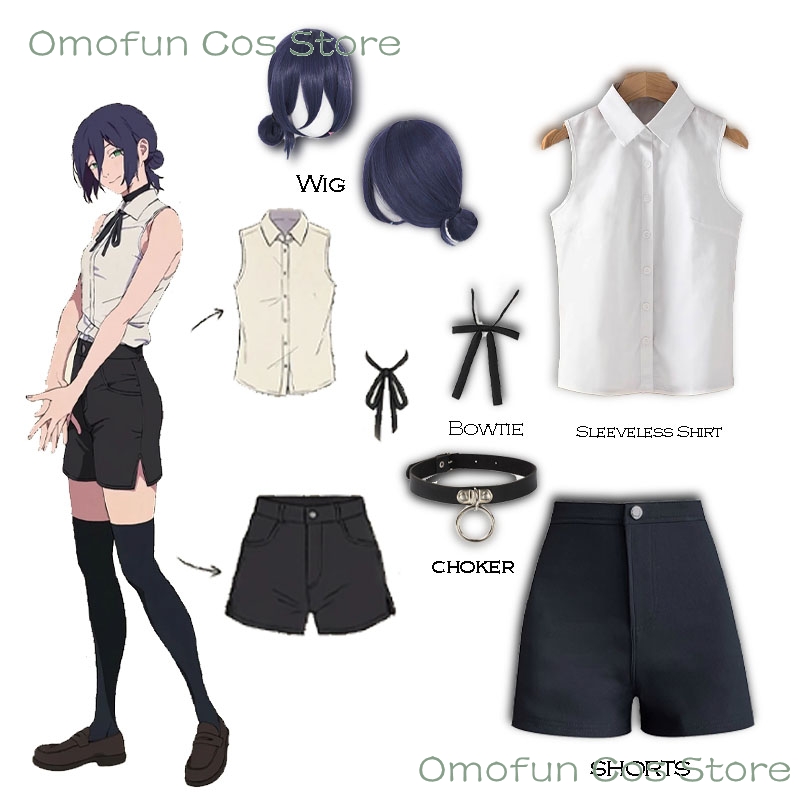 Anime Cosplay Dance - Reze Cosplay Costume Sleeveless Shirt Wig