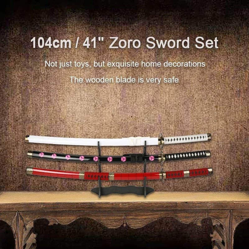 Anime Cosplay Katana - 2026 3-pcs Roronoa Zoro Swords 104cm